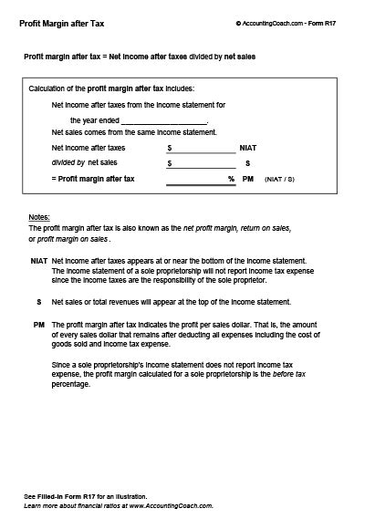 Profit Margin After Tax Business Forms Accountingcoach