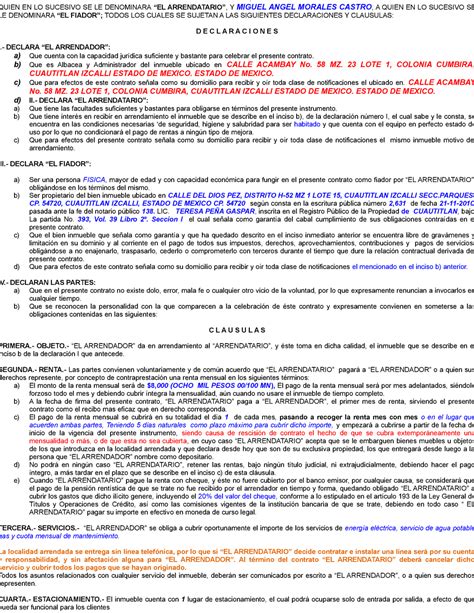 Modelo De Contrato De Arrendamiento Con Avalista Imprescindible Para