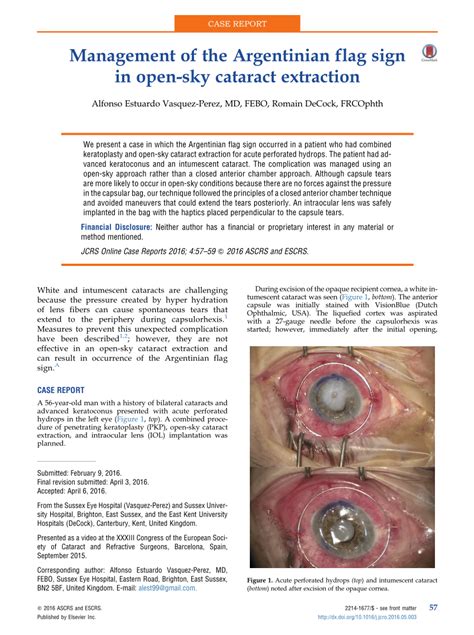 PDF Management Of The Argentinian Flag Sign In Open Sky Cataract