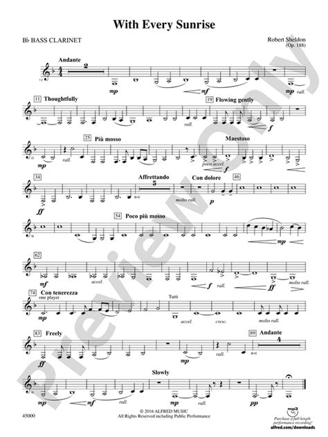 With Every Sunrise B Flat Bass Clarinet B Flat Bass Clarinet Part Digital Sheet Music Download