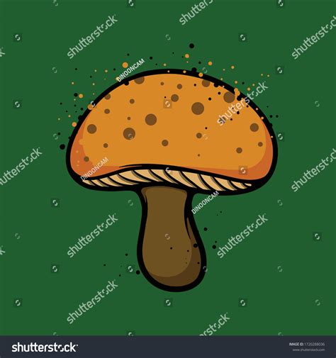 Brown Mushroom Mushroom Cartoon Vector Stipple Stock Vector Royalty