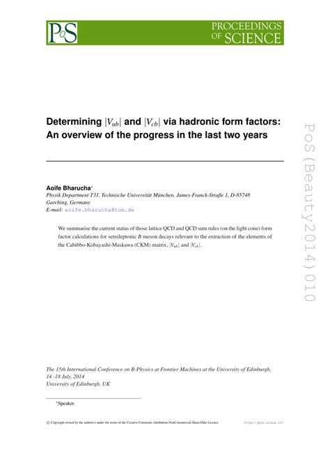 PDF Vub And Vcb Determination Via Hadronic Form Factors