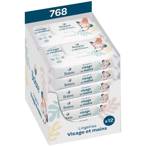 Lingettes Visage Et Mains Biolane 768 Lingettes 12x64 Nettoie Et