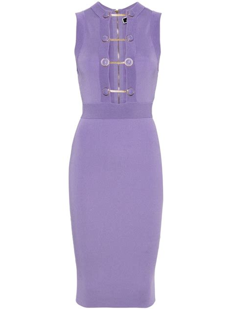 Elisabetta Franchi Chain Link Midi Dress Purple FARFETCH UK