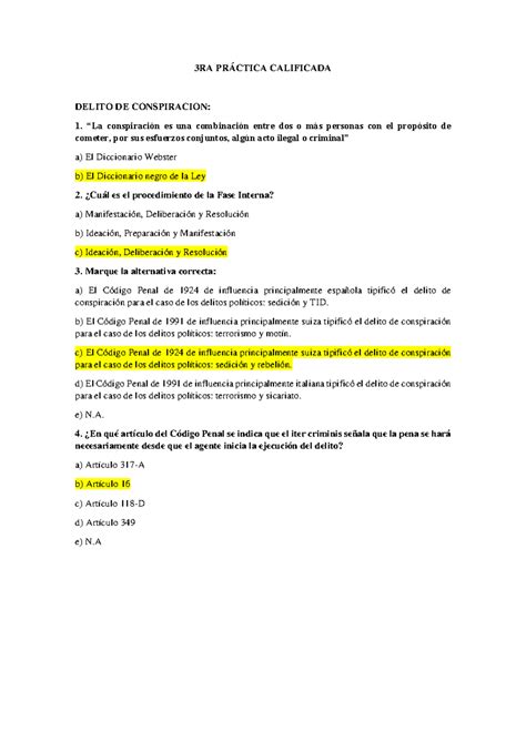 Ra Practica Calificada Delito De Conspiracion Sandra Soria Ra