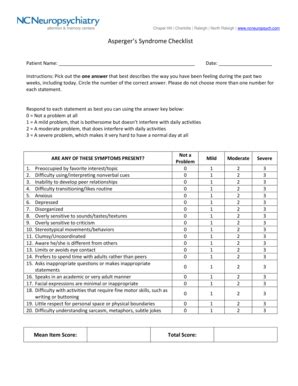 Aspergers Syndrome In Adults Checklist Clipart