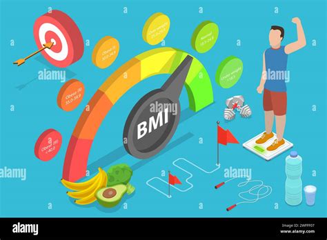 3d Isometric Flat Vector Conceptual Illustration Of Bmi Body Mass