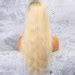 Dark Roots Blonde Hair Lace Front Wig Silky Straight Indian Remy Hair Premierlacewigs