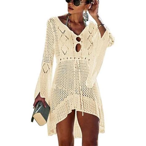 Robe De Plage Pour Femme Maillot Sexy D Coupes Couverture De Bikini Abricot Abricot