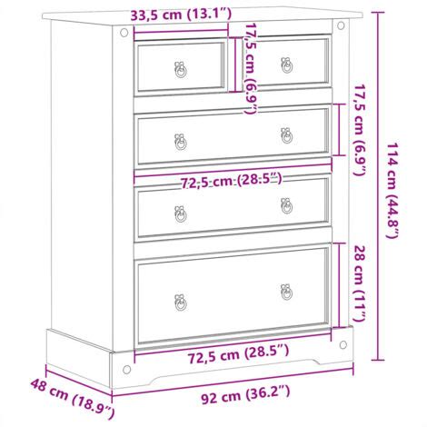 Cómoda cajonera Corona madera maciza de pino 92x48x114 cm vidaXL