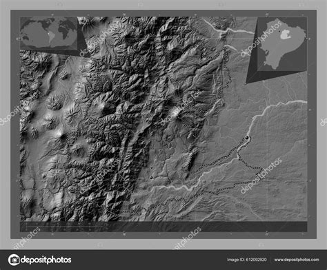 Napo Province Ecuador Bilevel Elevation Map Lakes Rivers Locations