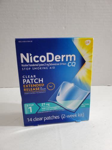 Nicoderm Cq Step Stop Smoking Aid Clear Nicotine Patches Count Exp