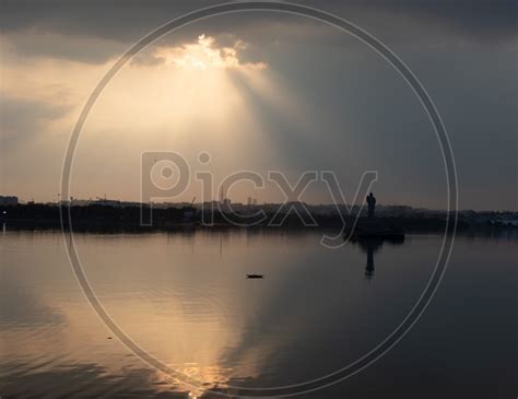 Image Of Gauthama Buddha Statue In Hussain Sagar Lake At Tank Bund With