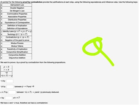 Solved 2 Points For The Following Proof By Contradiction Provide The Justifications At Each