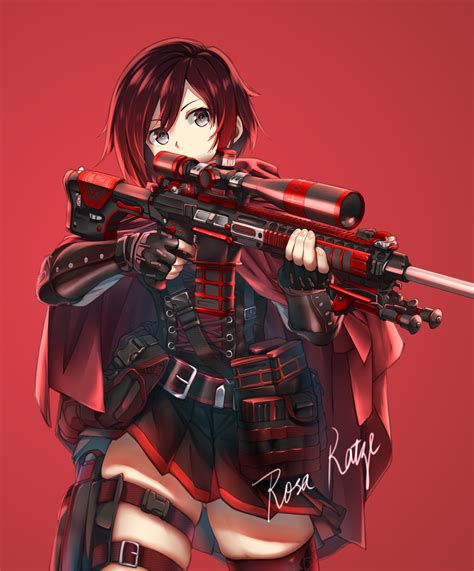 Wallpaper RWBY Gun Ruby Rose Anime Girls 1200x1448