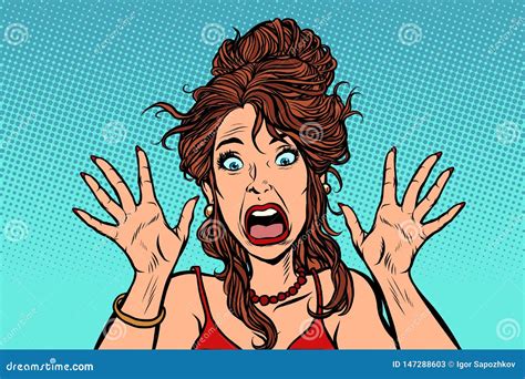 Funny Scared Woman Human Emotion Stock Vector Illustration Of Danger