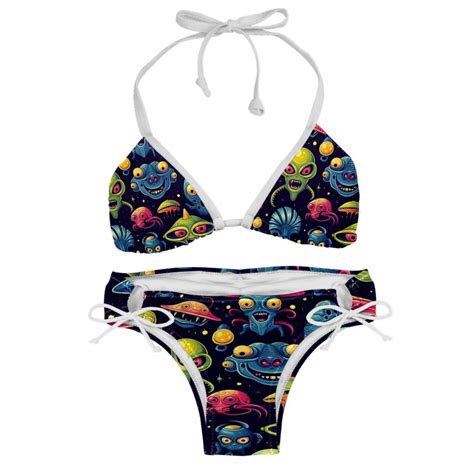 Alien Detachable Sponge Adjustable Strap Bikini Set Two Pack Swim Suits