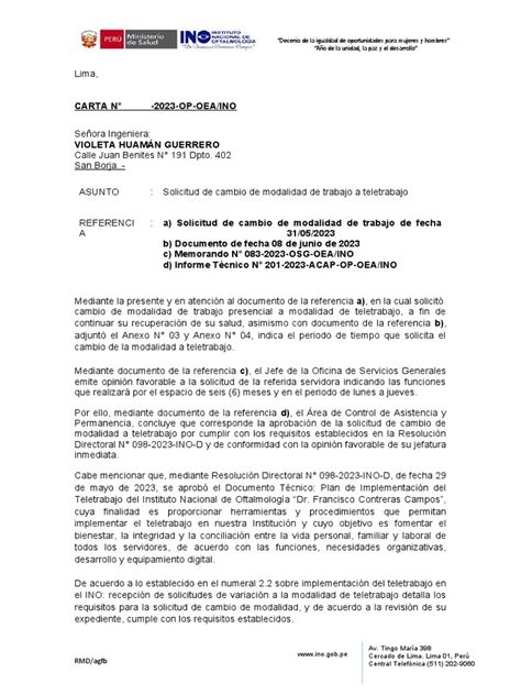 Carta Teletrabajo Pdf