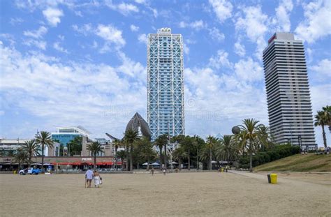 Buildings And Sandy Barceloneta Beach Near The Port Of Olympic