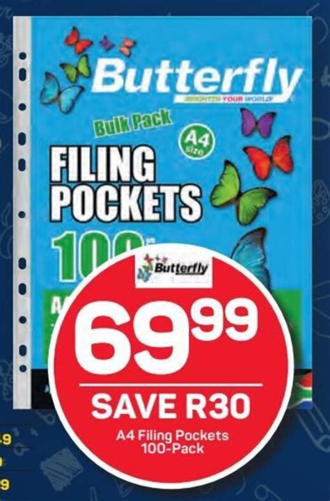 Butterfly A4 Filing Pockets 100 Pack Offer At Pick N Pay