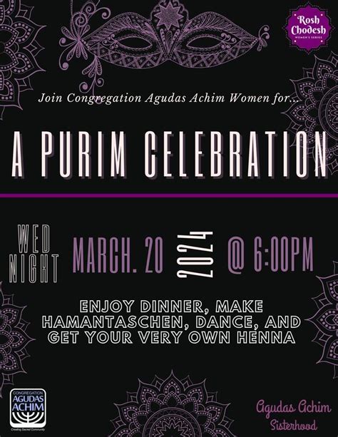 Women S Purim Gathering Event Congregation Agudas Achim