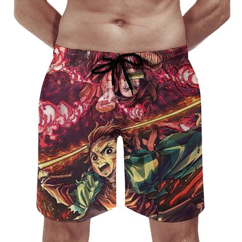 Demon Slayer Nezuko Tanjiro Men S Swim Trunks Quick Dry Beach Board