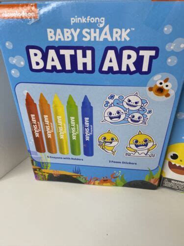 2 PinkFong Baby Shark Bubble Bath Art Color Create Set Crayons Stickers Age 3+ - Craft Kits