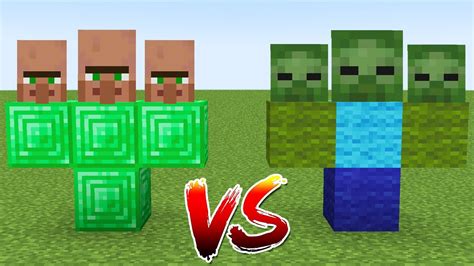 All Zombie Golems Vs All Villager Golems Battle In Minecraft Youtube