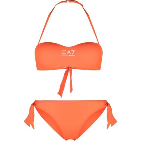 Ea7 Emporio Armani Bikini Con Scollo All Americana Arancione Stileo It