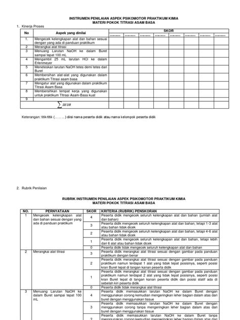 Terbaik Rubrik Penilaian Psikomotor