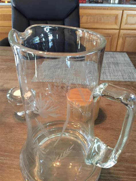 Etched Floral Crystal 2 Quart Water Pitcher Circa 1970s Etsy Norway