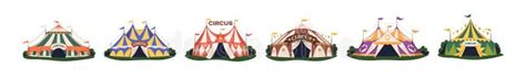 Circus Tents Set Big Striped Marquee At Festival Carnival Funfair