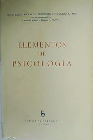 Elementos De Psicolog A By Krech David Richard S Crutchfield Y