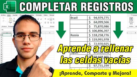 C Mo Rellenar Celdas En Blanco En Excel Youtube