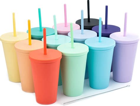 Amazon Tumblers With Lids 12 Pack 16oz Colored Acrylic Cups