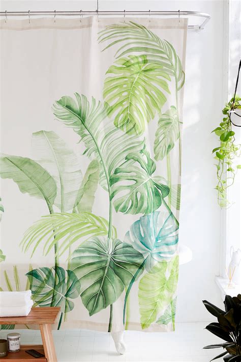 Urban Outfitters Watercolor Tropical Shower Curtain Tropical Shower