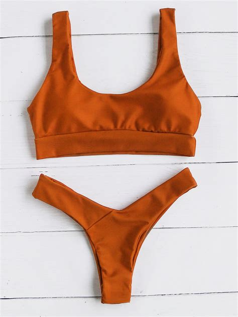 Double Scoop Neck Bikini Set Shein Sheinside