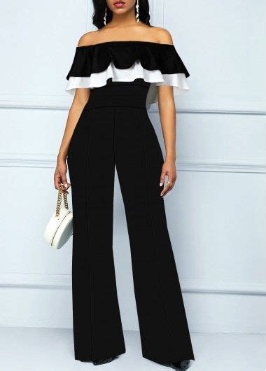 One Shoulder Contrast Trim Navy Blue Jumpsuit Usd 27 88