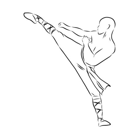 Premium Vector Kung Fu Fighter Vector Sketch Kung Fu Chinese Martial