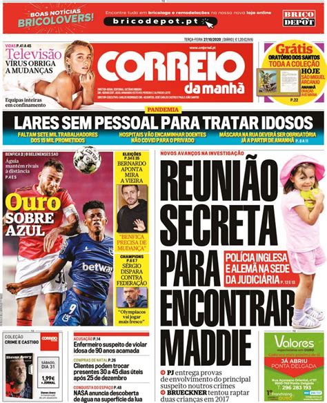 Capa Correio da Manhã 27 outubro 2020 capasjornais pt