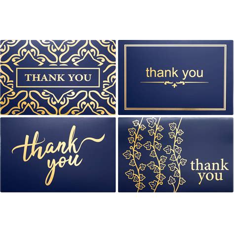 Buy Layneria 100 Bulk Thank You Cards With Envelopes Navy Blue And Gold