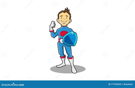 Super Hero With Shield Stock Vector Illustration Of Power