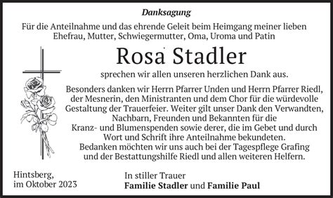 Traueranzeigen Von Rosa Stadler Trauer Merkur De