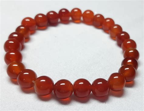 Carnelian Bracelet 8mm Beaded Bracelet Round Bead Bracelet Etsy