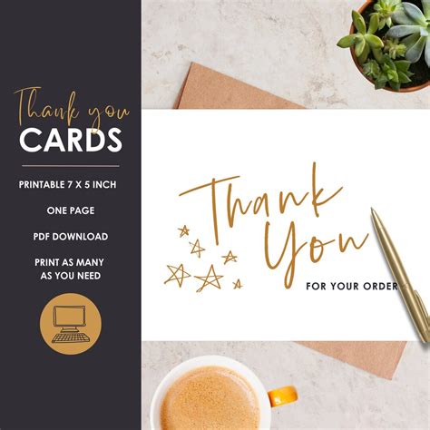 Thank You Printable Card Instant Download Pdf Card Template Simple