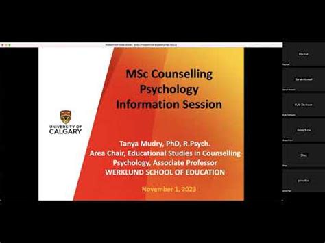 U Calgary Msc Counselling Psychology Info Session Youtube