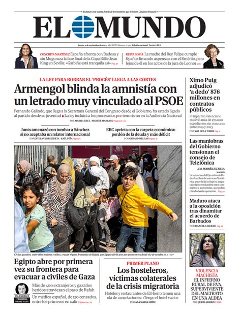 Portada De EL MUNDO Del Jueves 2 De Noviembre De 2023 Medios