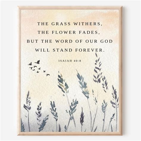 Isaiah The Grass Withers Printable Bible Verse Wall Art Digital