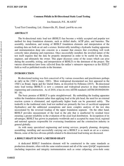 05 2021 Common Pitfalls In Bi Directional Static Load Testing Pdf