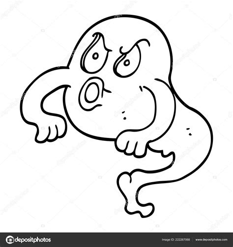 Line Drawing Cartoon Angry Ghost Stock Vector Image By ©lineartestpilot